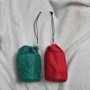 Red and Teal Drawstring Pouches Nwot